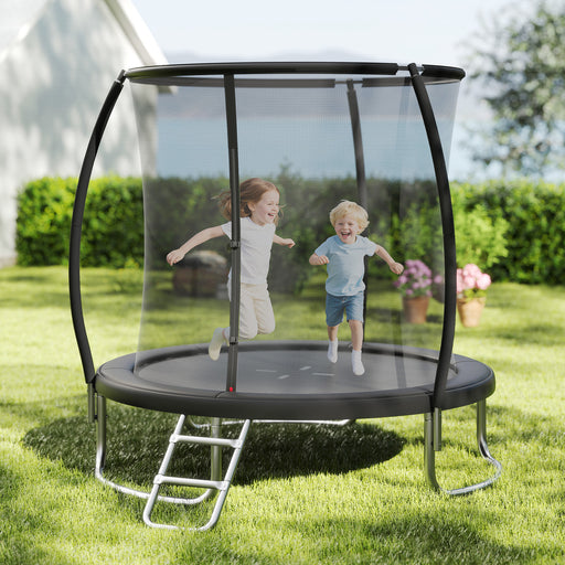 Costway - 8FT Outdoor Heavy-Duty Recreational Trampoline-Black