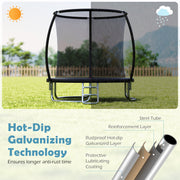 Costway - 8FT Outdoor Heavy-Duty Recreational Trampoline-Black