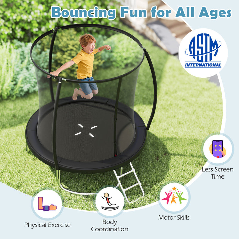 Costway - 8FT Outdoor Heavy-Duty Recreational Trampoline-Black