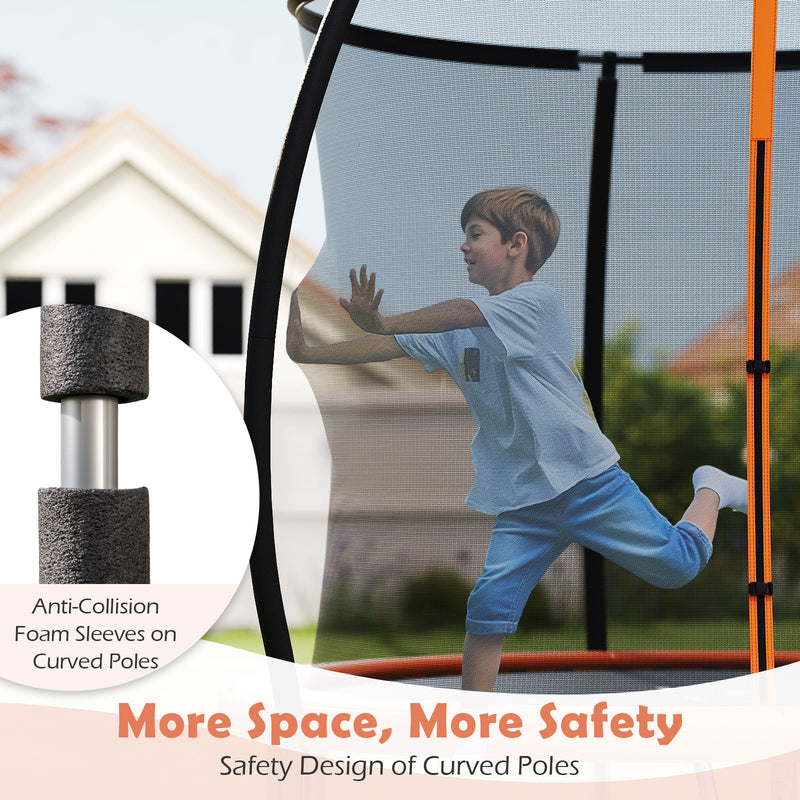 Costway - 8FT Outdoor Heavy-Duty Recreational Trampoline-Orange