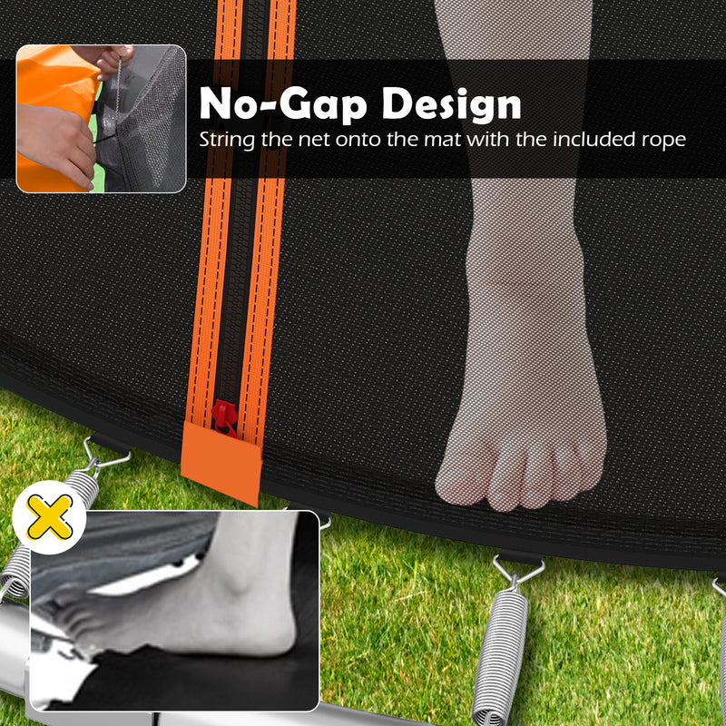 Costway - 8FT Outdoor Heavy-Duty Recreational Trampoline-Orange