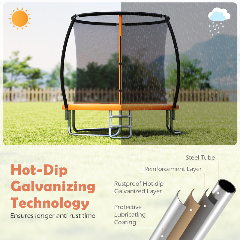 Costway - 8FT Outdoor Heavy-Duty Recreational Trampoline-Orange
