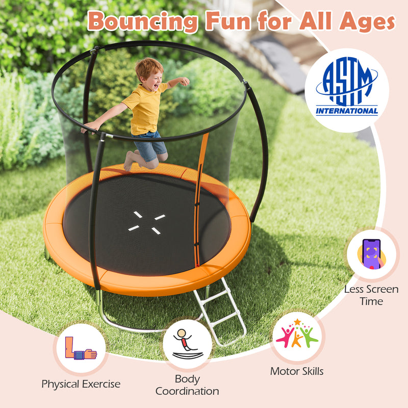 Costway - 8FT Outdoor Heavy-Duty Recreational Trampoline-Orange