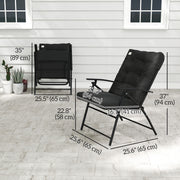 Outsunny - Set of 2 Outdoor Folding Chairs with Adjustable Backrest, Padded Camping Chairs for Outdoor Events, Black