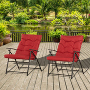Outsunny - Set of 2 Outdoor Folding Chairs with Adjustable Backrest, Padded Camping Chairs for Outdoor Events, Red