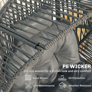 Outsunny - Wicker Egg Chair, 330 lbs Outdoor Rattan Lounge Chair with Thick Cushion, Headrest, Steel Frame, Dark Grey