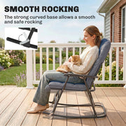 Outsunny - Folding Rocking Chair Set of 2 Padded Rockers with Armrest, Navy Blue