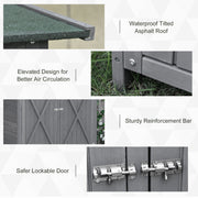 Garden Storage Shed Asphalt Roof Wooden Timber Double Door Utility Storage House with Shelf, Green and Grey