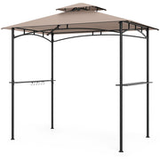 Costway - 8 x 5 Feet Grill Gazebo with 2 Shelves 6 Hooks and Metal Frame-Rustic Brown