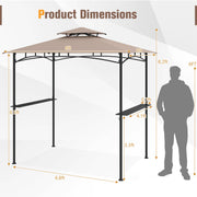 Costway - 8 x 5 Feet Grill Gazebo with 2 Shelves 6 Hooks and Metal Frame-Rustic Brown