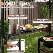 Costway - 8 x 5 Feet Grill Gazebo with 2 Shelves 6 Hooks and Metal Frame-Rustic Brown