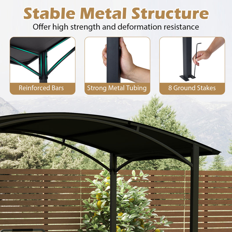 Costway - 8 x 5 x 7 FT Grill Gazebo Outdoor BBQ Canopy with Metal Frame-Gray