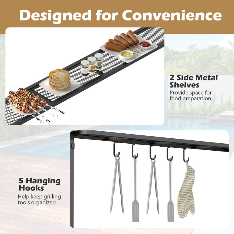 Costway - 8 x 5 x 7 FT Grill Gazebo Outdoor BBQ Canopy with Metal Frame-Gray
