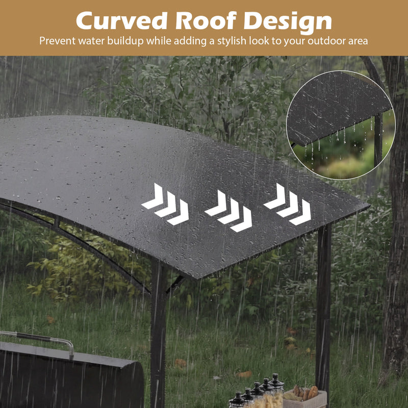 Costway - 8 x 5 x 7 FT Grill Gazebo Outdoor BBQ Canopy with Metal Frame-Gray