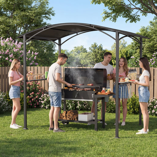 Costway - 8 x 5 x 7 FT Grill Gazebo Outdoor BBQ Canopy with Metal Frame-Gray