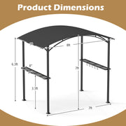 Costway - 8 x 5 x 7 FT Grill Gazebo Outdoor BBQ Canopy with Metal Frame-Gray