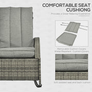 Outsunny - Outdoor Wicker Rocking Chair with Cushion, Patio PE Rattan Recliner Chair with Adjustable Footrest, Armrests, Mixed Grey