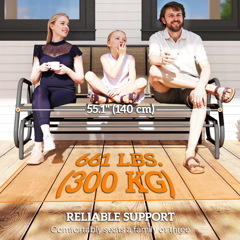Outsunny - 3-Seat Outdoor Glider Chair, Patio Rocking Chair, Steel Frame, Sling Fabric Seat for Garden, Backyard, Lawn, Brown