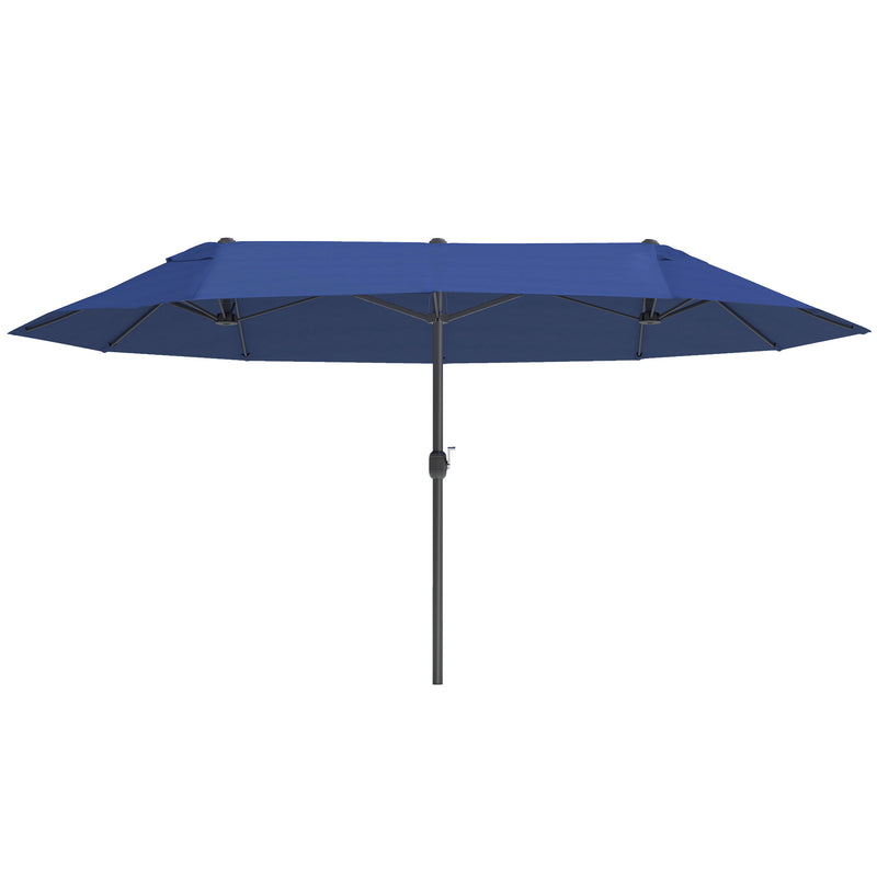 Outsunny - 15ft Double-sided Patio Umbrella with Twin Canopy, Extra Large Outdoor Parasol with Crank for Pool, Deck, Market, Blue