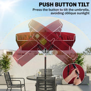 6.5x4ft Rectangle Patio Umbrella Aluminum Tilt Adjustable Garden Parasol Sun Shade Outdoor Canopy Red
