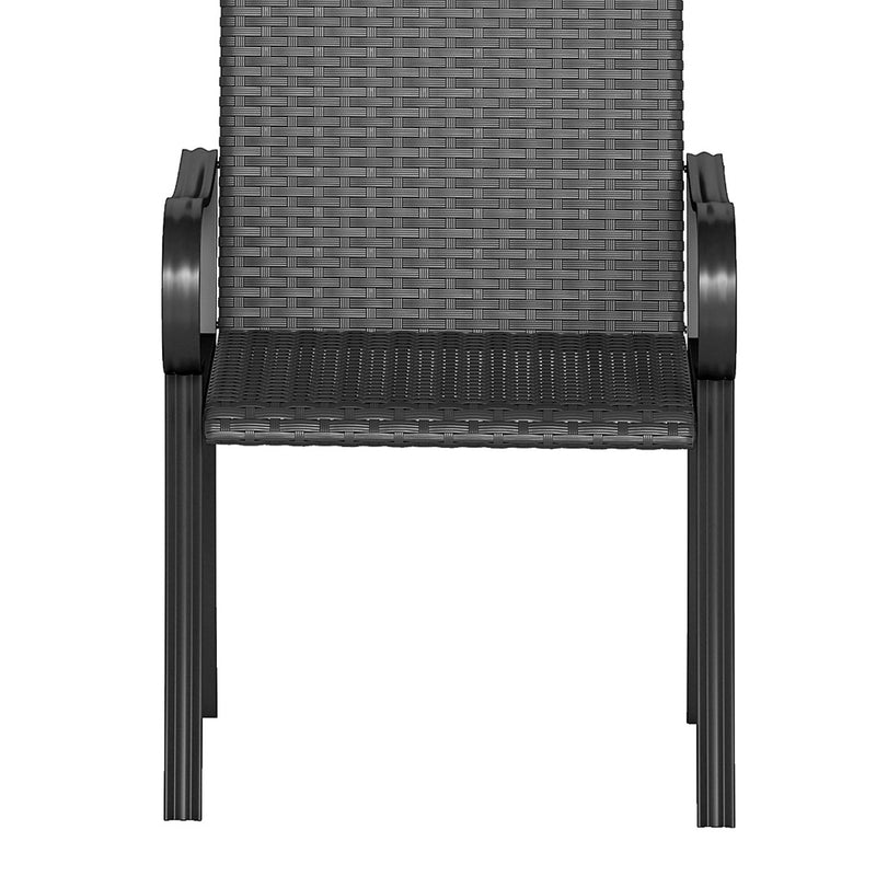 Outsunny - 2 Piece PE Rattan Patio Dining Chairs with Steel Frame, for Garden, Backyard, Pool Side, Porch, Black