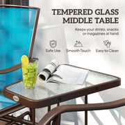 Outsunny - Outdoor Glider Chair with Table, 2-Seat Patio Glider Loveseat with Breathable Mesh Fabric, Blue
