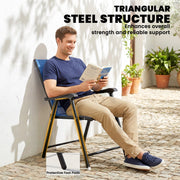 Outsunny - Folding Patio Chairs Set of 4, High Back Outdoor Dining Chairs with Breathable Mesh Seat for Lawn, Deck, Blue