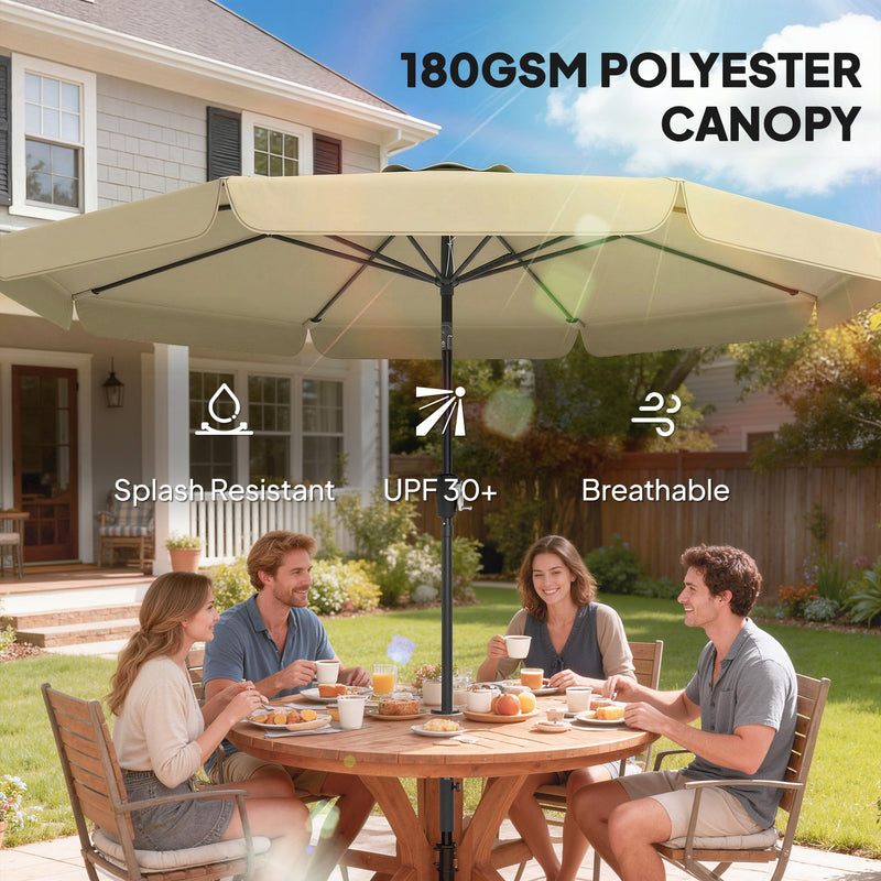 10 ft Patio Umbrella with Push Button Tilt and Crank, Outdoor Market Table Umbrella Parasol, Khaki