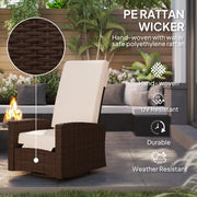 Outsunny - Outdoor Rattan Wicker Lounge Chair with Footrest & Soft Cushion for Patio, Garden, Backyard, Cream White