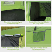 Outsunny - Tunnel Tent Camping Shelter w/ Porch, Two Rooms, Lamp Hook, Portable Carry Bag, Green