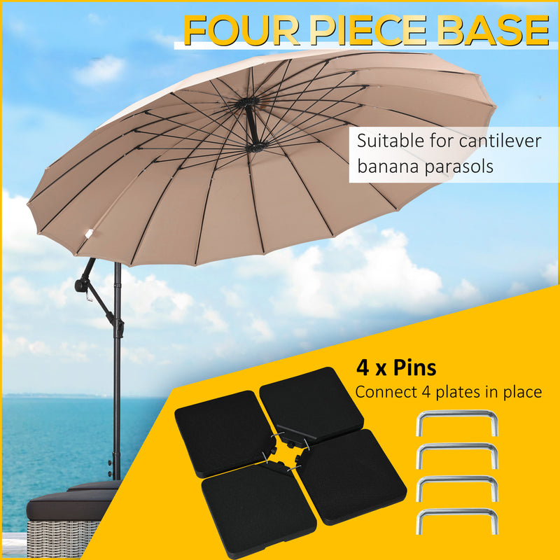 Outsunny - Set of 4 Parasol Base Stand Weights for Banana Hanging Cantilever Umbrella, Can Be Filled with Sand or Water, Black — 84D-152