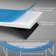 Soozier 14ft Trampoline Replacement Pad Trampolining Replacement Jump Bounce Exercise GYM Pad Only Light Blue