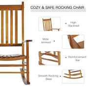 Outsunny - Wooden Porch Rocking Chair Outdoor Patio Rocker Garden Single Leisure Reclining Seat Armchair Natural