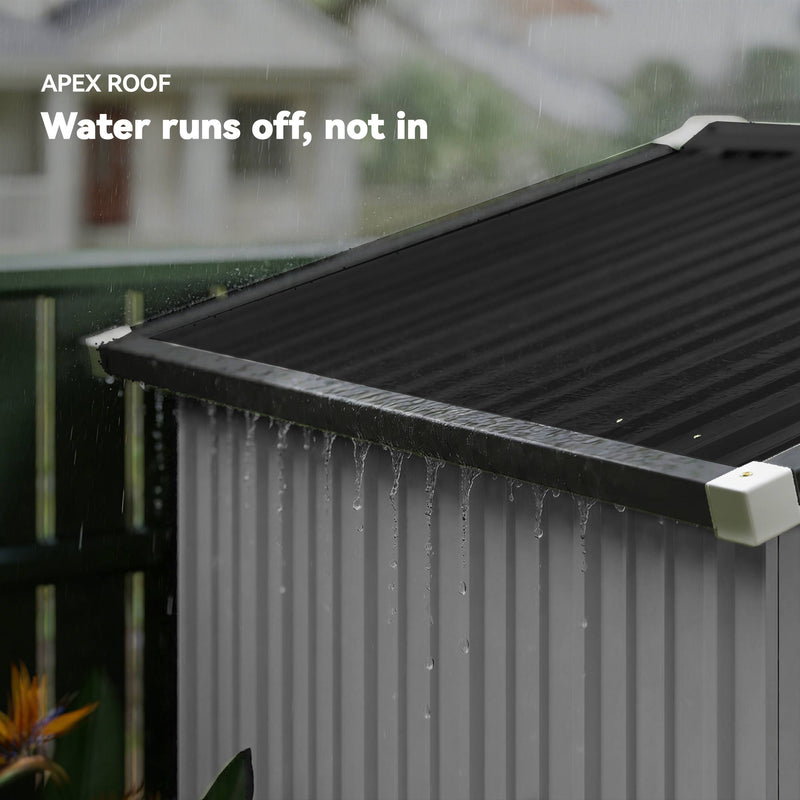 6.5' x 4' Outdoor Storage Shed, Metal Garden Shed with Lockable Double Doors, 4 Vents, Silver-White