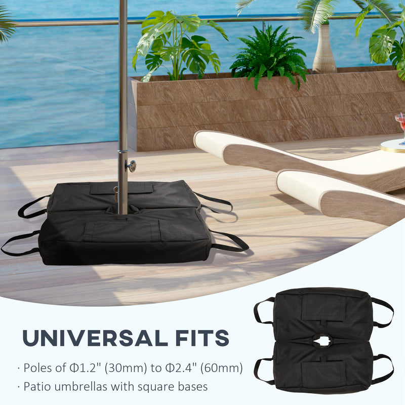 Outsunny - 2pc Umbrella Base Weight Bag, Garden Parasol Weight Base, Filled Sand Fits Most Umbrella w/ Scoop Up 55lbs, Black — 84D-054V00BK