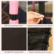 Soozier 63" Kids Trampoline Mini Indoor Bouncer Jumper with Enclosure Net Elastic Thick Padded Pole Gift for 3-6 Years, Pink