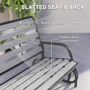 Outsunny - 2 Person Outdoor Glider Bench, Patio Glider Loveseat with Faux Wood Slatted Seat and Back, Steel Frame, Grey
