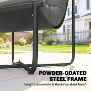 Outsunny - Outdoor Patio Chair, Comfy Sling Lounge Chair with Cushion, Breathable Wide Seat, Steel Frame, Dark Grey