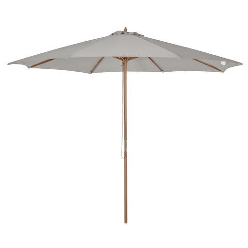Outsunny - 10' x 8' Wooden Patio Umbrella, Garden Parasol, Outdoor Sunshade Canopy with Bamboo Rib for Outdoor, Grey