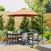 8.5FT Offset Patio Umbrella with 360° Rotation, Outdoor Cantilever Roma Parasol Hanging Sun Shade Canopy Shelter with Cross Base, Orange