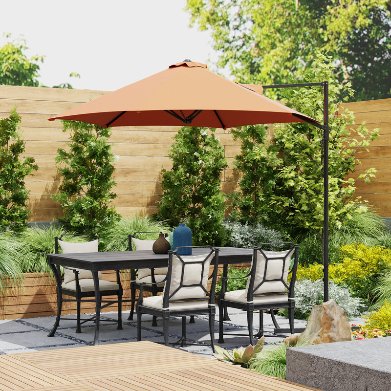8.5FT Offset Patio Umbrella with 360° Rotation, Outdoor Cantilever Roma Parasol Hanging Sun Shade Canopy Shelter with Cross Base, Orange