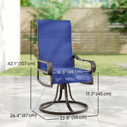 Outsunny - Patio Dining Chairs Set of 2, 360° Swivel Rocking Outdoor Chairs with Armrests, Breathable Mesh, Navy Blue