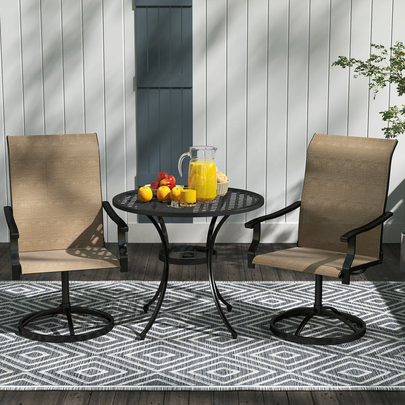 Outsunny - Outdoor Swivel Dining Chairs Set of 2, High Back Swivel Chairs with All Weather Mesh for Deck, Backyard, Poolside, Brown