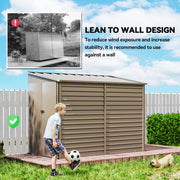 4.6' x 9' Steel Outdoor Storage Shed, Lean to Shed, Metal Tool House with Foundation Kit, Lockable Doors, Gloves and 2 Air Vents for Backyard, Patio, Lawn, Brown