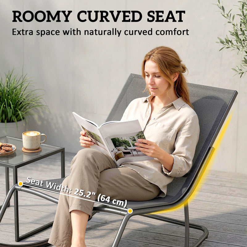Outsunny - Outdoor Rocking Chair, Oversized Rocking Patio Chair with 25" Extra Wide Mesh Seat and Cushion, Dark Grey
