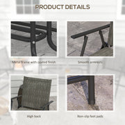 Outsunny - Outdoor 4 Pieces Patio Furniture Set, Garden Set with Two Foldable Armchairs, a Loveseat & Glass Top Table, Mixed Brown