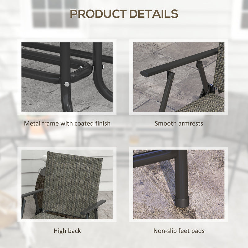 Outsunny - Outdoor 4 Pieces Patio Furniture Set, Garden Set with Two Foldable Armchairs, a Loveseat & Glass Top Table, Mixed Brown