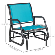Outsunny - Patio Glider Set of 2 Outdoor Glider Chair with Breathable Mesh Seat & Backrest, Armrests and Metal Frame, Blue