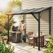 Outsunny - Hardtop Grill Gazebo, Lean-to BBQ Shelter with Polycarbonate Roof for Outdoor, Patio, Lawn