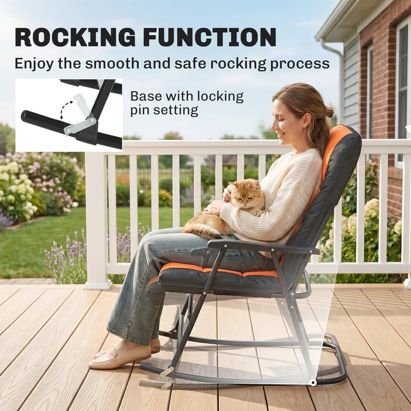 Outsunny - 3-Piece Outdoor Foldable Rocking Chair Set, Orange